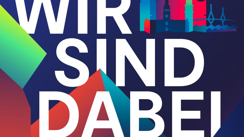 Deutscher Stiftungstag 2026 in Hamburg, 20.–21. Mai, buntes Design mit Schriftzug "WIR SIND DABEI".